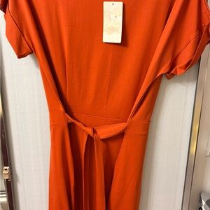 Vibrant Orange Midi Dress